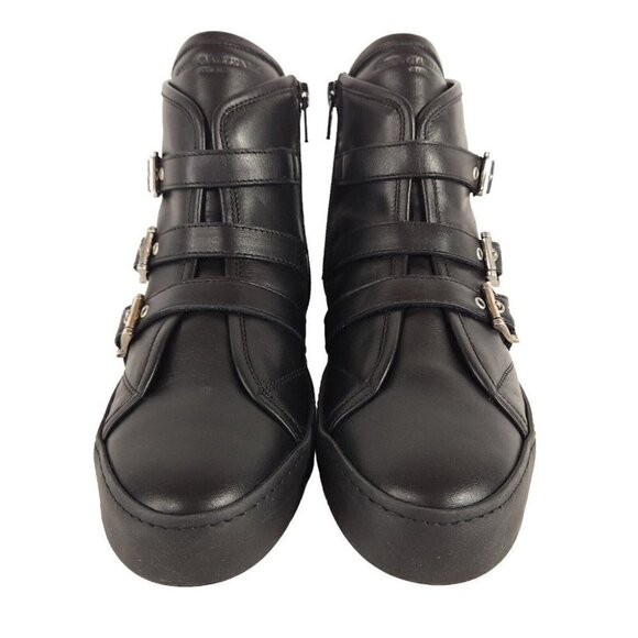 John Galliano Paris Three Buckle Leather Ankle Boots 35 5 Black New - Picture 2 of 9